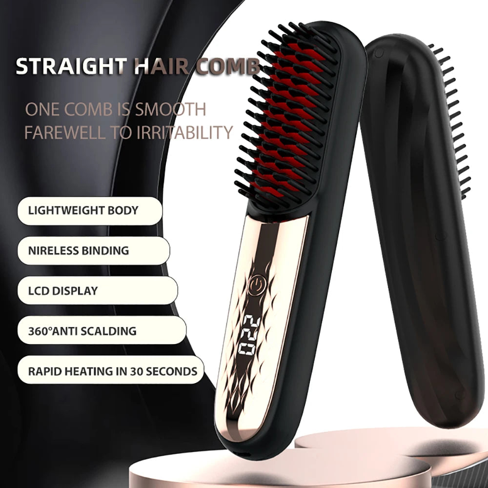 GlowStyler LED Straightening Comb – Cordless & USB Powered