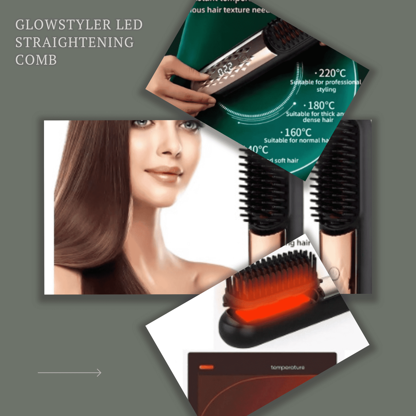 GlowStyler LED Straightening Comb – Cordless & USB Powered